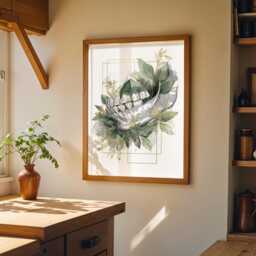 Dental Wall Art Print - Botanical Jaw Illustration Modern Dentist Office D??cor Anatomy Medical - thumbnail 3