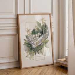 Dental Wall Art Print - Botanical Jaw Illustration Modern Dentist Office D??cor Anatomy Medical - thumbnail 1