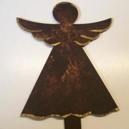 Metal Angel Christmas Stocking Holder Country Wall Hook Hanger Gold Trimmed Blackened By Santa's Works - thumbnail 2