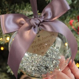 Personalised Wedding Engagement Heart Hanging Bauble Christmas Tree Decoration - thumbnail 3
