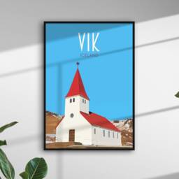 Vik Travel Poster - Retro Vintage Style Iceland Art Print, Artwork, Homeware, Travel Print - thumbnail 3