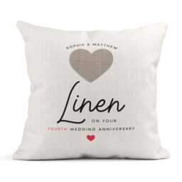 Personalised 4Th Anniversary Cushion, Linen Gift, Wedding Anniversary, Couple Gift - thumbnail 1