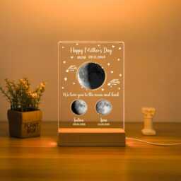 Personalized Moon Phase By Date Night Light, Nightlight With Name, Mothers Day Gift, Family Bedside Lamp, Gift For Mom, Nana - thumbnail 2