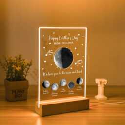 Personalized Moon Phase By Date Night Light, Nightlight With Name, Mothers Day Gift, Family Bedside Lamp, Gift For Mom, Nana - thumbnail 3