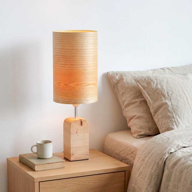 Handmade Ash Wood Table Lamp, Mid Century Bedside Lamp - image 1