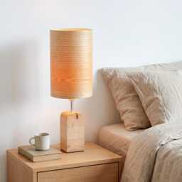 Handmade Ash Wood Table Lamp, Mid Century Bedside Lamp - thumbnail 1