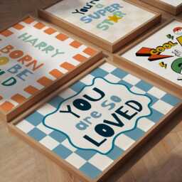 You Are So Loved, Nursery Decor, Checkerboard, Boys Bedroom Prints, Retro Style Print, Colourful Kids Cool Print - thumbnail 2