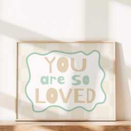 You Are So Loved, Nursery Decor, Checkerboard, Boys Bedroom Prints, Retro Style Print, Colourful Kids Cool Print - thumbnail 3