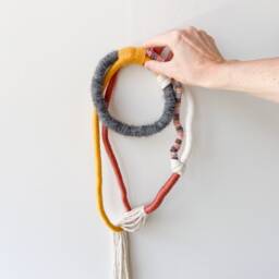 Macrame String Sculpture For Wall Decor, Rope Knot Art Ornament, Mural Yarn Wrap Hanging - thumbnail 2