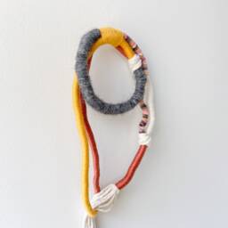 Macrame String Sculpture For Wall Decor, Rope Knot Art Ornament, Mural Yarn Wrap Hanging - thumbnail 3
