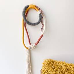 Macrame String Sculpture For Wall Decor, Rope Knot Art Ornament, Mural Yarn Wrap Hanging - thumbnail 4