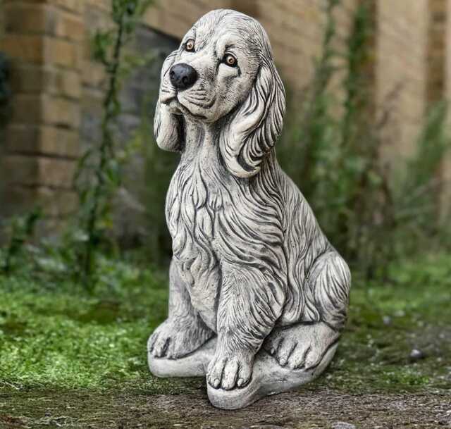 Cocker Spaniel Dog Statue Stone Memorial Figurine Concrete Spaniel Sculpture Outdoor Garden Pet Decor Animal Ornament Dog Lover Gift - image 1