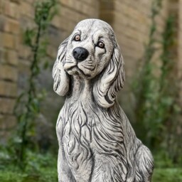 Cocker Spaniel Dog Statue Stone Memorial Figurine Concrete Spaniel Sculpture Outdoor Garden Pet Decor Animal Ornament Dog Lover Gift - thumbnail 2