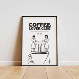 Coffee Lover Club Poster - Pouring Coffee Design, Love Gift, Kitchen Poster, Wall Art, Corner Print - thumbnail 1