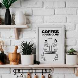 Coffee Lover Club Poster - Pouring Coffee Design, Love Gift, Kitchen Poster, Wall Art, Corner Print - thumbnail 2