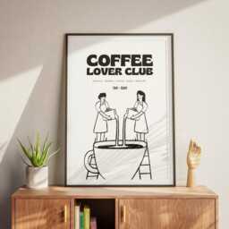 Coffee Lover Club Poster - Pouring Coffee Design, Love Gift, Kitchen Poster, Wall Art, Corner Print - thumbnail 3