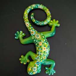 Wall Art Medium Gecko Lizard - Dotting Style -Handmade Jesmonite Lizard Ornament-Garden Or Home Decoration - thumbnail 3