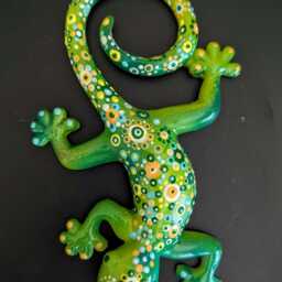 Wall Art Medium Gecko Lizard - Dotting Style -Handmade Jesmonite Lizard Ornament-Garden Or Home Decoration - thumbnail 2