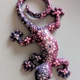 Wall Art Gecko Lizard - Dotting Style -Handmade Jesmonite Lizard Ornament-Garden Or Home Decoration - thumbnail 3