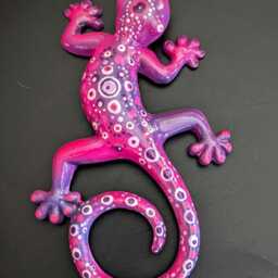 Wall Art Medium Gecko Lizard - Dotting Style -Handmade Jesmonite Lizard Ornament-Garden Or Home Decoration - thumbnail 4