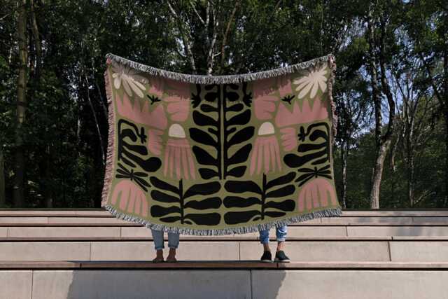 Botanical Harmony Woven Throw Blanket - image 1