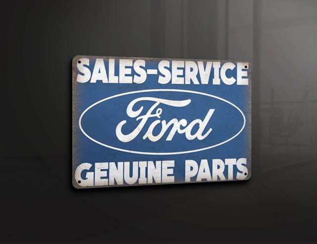Sales & Service Ford Genuine Parts Automotive Car - Metal Sign Plaque Wall Art Decor Signage