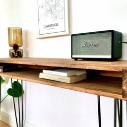Bespoke Handmade Wooden Table/Desk Long Drawer Draw 120 X 40. Industrial Retro, Urban Chic, Hairpin Legs, Solid Wood, Slim - thumbnail 2