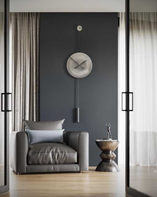Large Silver Pendulum Wall Clock - Serenity, Scandinavian Decor, Modern Silent Design - image 1