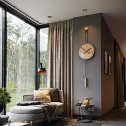 Large Silver Pendulum Wall Clock - Serenity, Scandinavian Decor, Modern Silent Design - thumbnail 3
