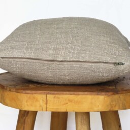 Handwoven Taupe Cotton Throw Pillow Cover, Organic Decor - thumbnail 2