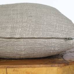 Handwoven Taupe Cotton Throw Pillow Cover, Organic Decor - thumbnail 3