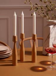 Maple Wood Candleholder Set Of 3 Albert Handturned Candlesticks For Hygge Decor. Minimalist Candle Holder Table Decor - thumbnail 1