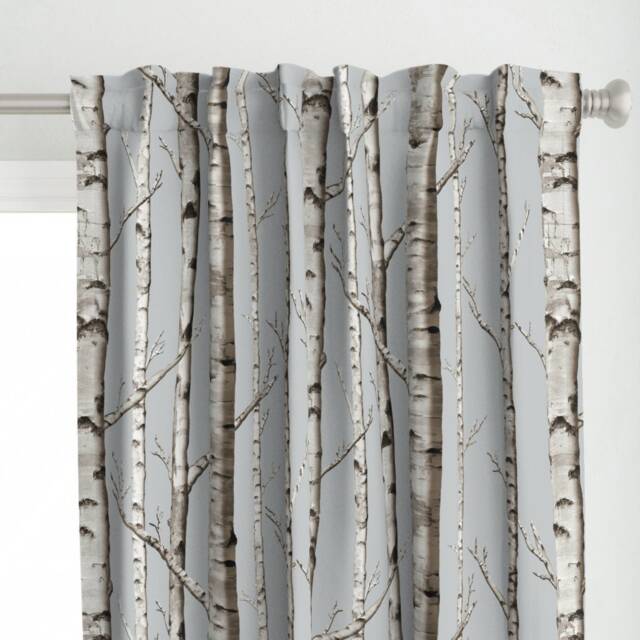 Birch Tree Curtain Panel - Woodland Nature Forest Rustic Home Decor Custom Grove in Whitestone By Willowlanetextiles - image 1