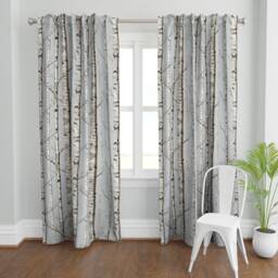 Birch Tree Curtain Panel - Woodland Nature Forest Rustic Home Decor Custom Grove in Whitestone By Willowlanetextiles - thumbnail 2