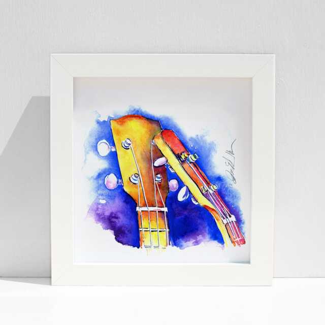 Ukulele Watercolor Art Print Music Room Wall Decor - image 1