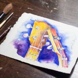 Ukulele Watercolor Art Print Music Room Wall Decor - thumbnail 3