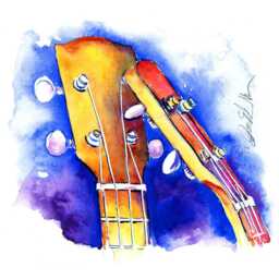 Ukulele Watercolor Art Print Music Room Wall Decor - thumbnail 2