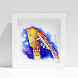 Ukulele Watercolor Art Print Music Room Wall Decor - thumbnail 1