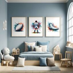 Custom Rugby Prints - Set Of 3 Posters - Personalised Kids Bedroom Decor Gifts Boys Wall Art Personalized Artwork - thumbnail 2