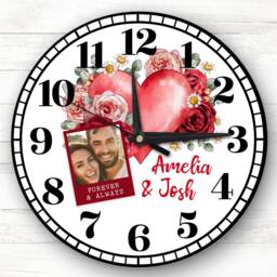 Love Photo Forever & Always Valentine's Day Gift Anniversary Personalised Clock - thumbnail 1