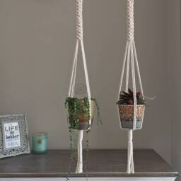 Macrame Plant Hanger, Modern & Minimalist Hanging Planter, Indoor Planter With Color Options, Eco Friendly Gift, Cotton - thumbnail 3