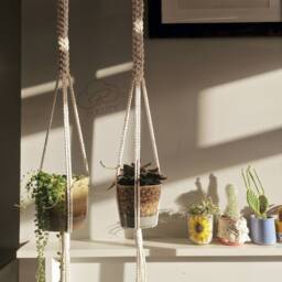 Macrame Plant Hanger, Modern & Minimalist Hanging Planter, Indoor Planter With Color Options, Eco Friendly Gift, Cotton - thumbnail 2