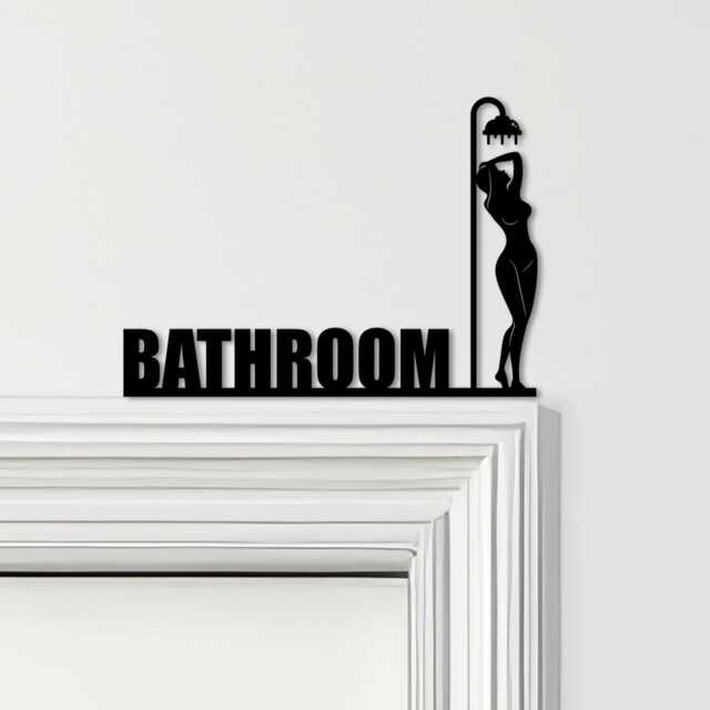 Door Topper Bathroom Decor Woman Silhouette Shower Various Colours Sign - Novelty Wall Decor, Frame Art, Decorative Art - image 1