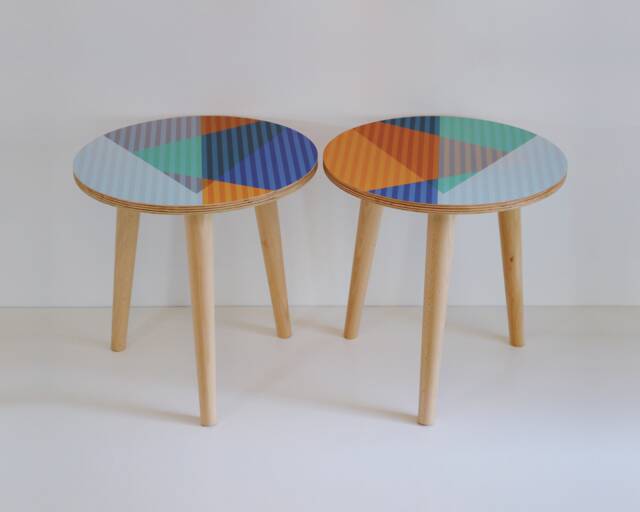 Custom Round Side Table - Scandinavian Geometric Art, Hairpin Or Wooden Legs - image 1