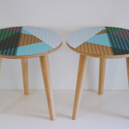Custom Round Side Table - Scandinavian Geometric Art, Hairpin Or Wooden Legs - thumbnail 2