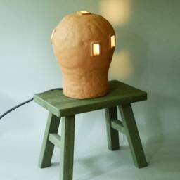 Handcrafted Terracotta Ceramic Table Lamp, Minimalist Bedside Ambient Lighting, Modern Clay Home Decor Accent - thumbnail 4
