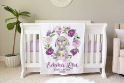 First Easter Gift, Personalized Baby Blanket, Bunny Shower Gift Birthday Animal - thumbnail 1