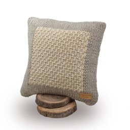 "Merino Wool Knitted Cushion, Square Knit Pillow 16.5""x16.5" - thumbnail 3