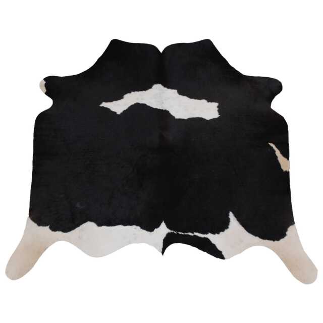 Black & White Cowhide Rug - Hair-On Leather Accent - 38x37 Inches - image 1
