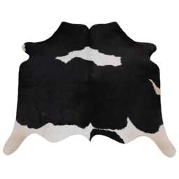 Black & White Cowhide Rug - Hair-On Leather Accent - 38x37 Inches - thumbnail 1